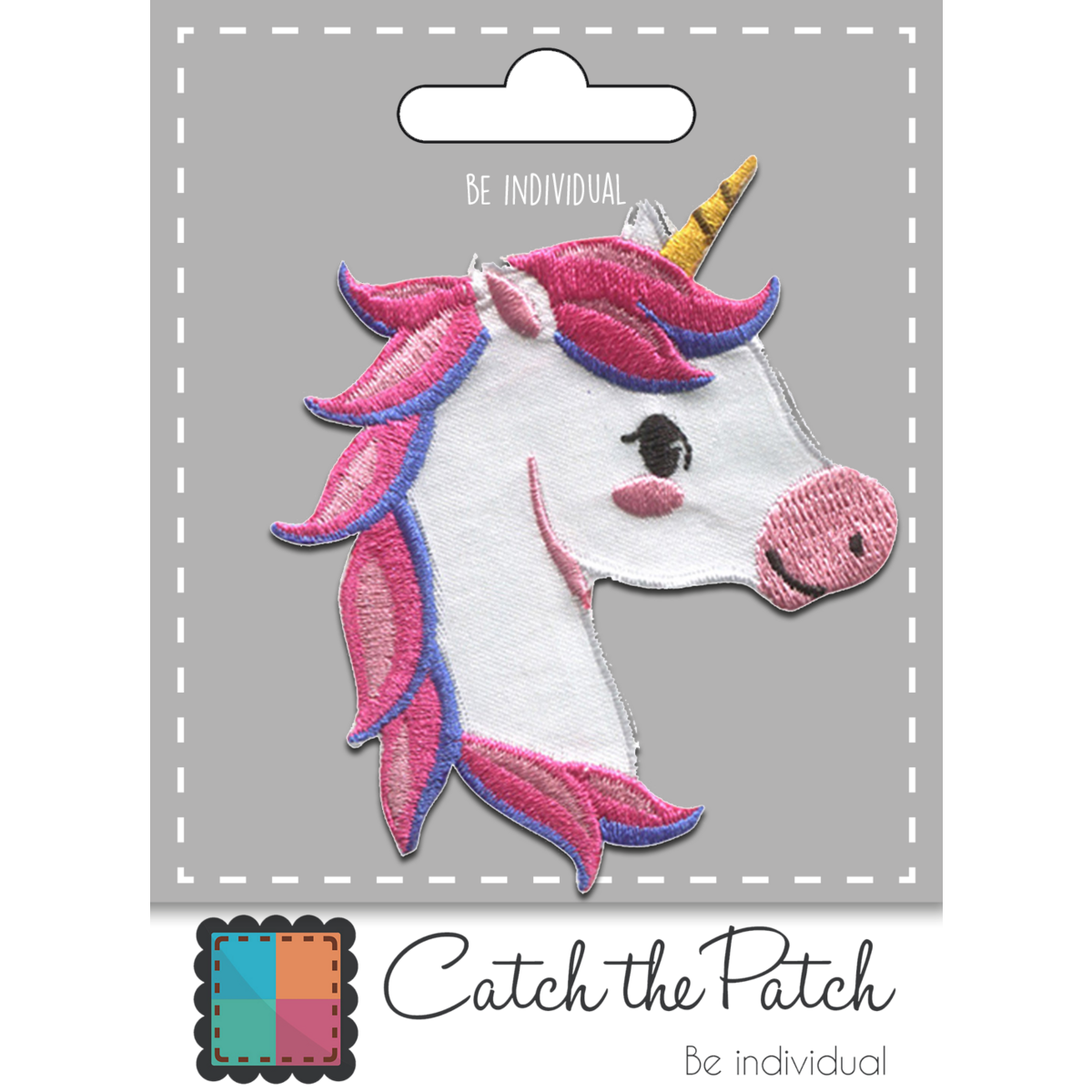 Unicorn hoofd embleem - strijk patch