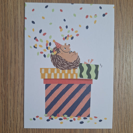 Egel confetti verjaardagskaart