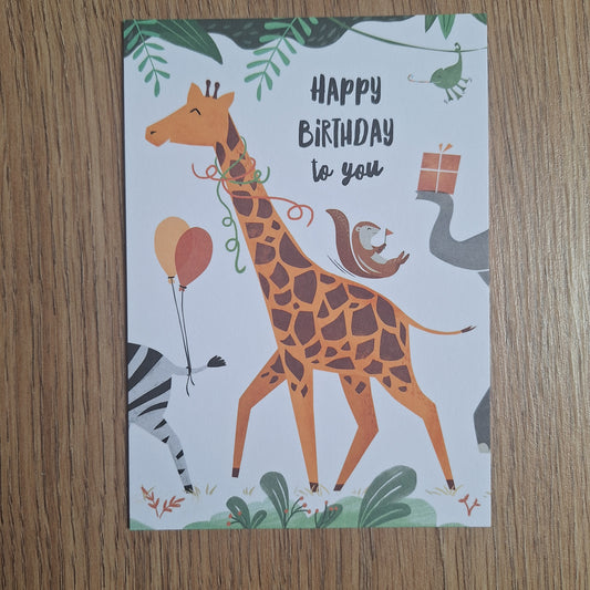 Giraffe verjaardagskaart