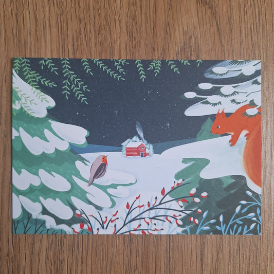 Winterlandschap kerstkaart