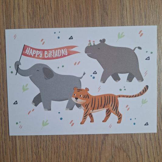 Dieren verjaardagskaart